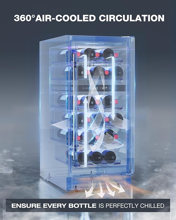 15 Inch Dual Zone Wine Refrigerator, 29 Bottle Under Counter Wine Fridge, Wine Refrigerator for Built-In or Freestanding, Wine Cooler with Removable Shelves, Double-Layer Glass Door, for Home