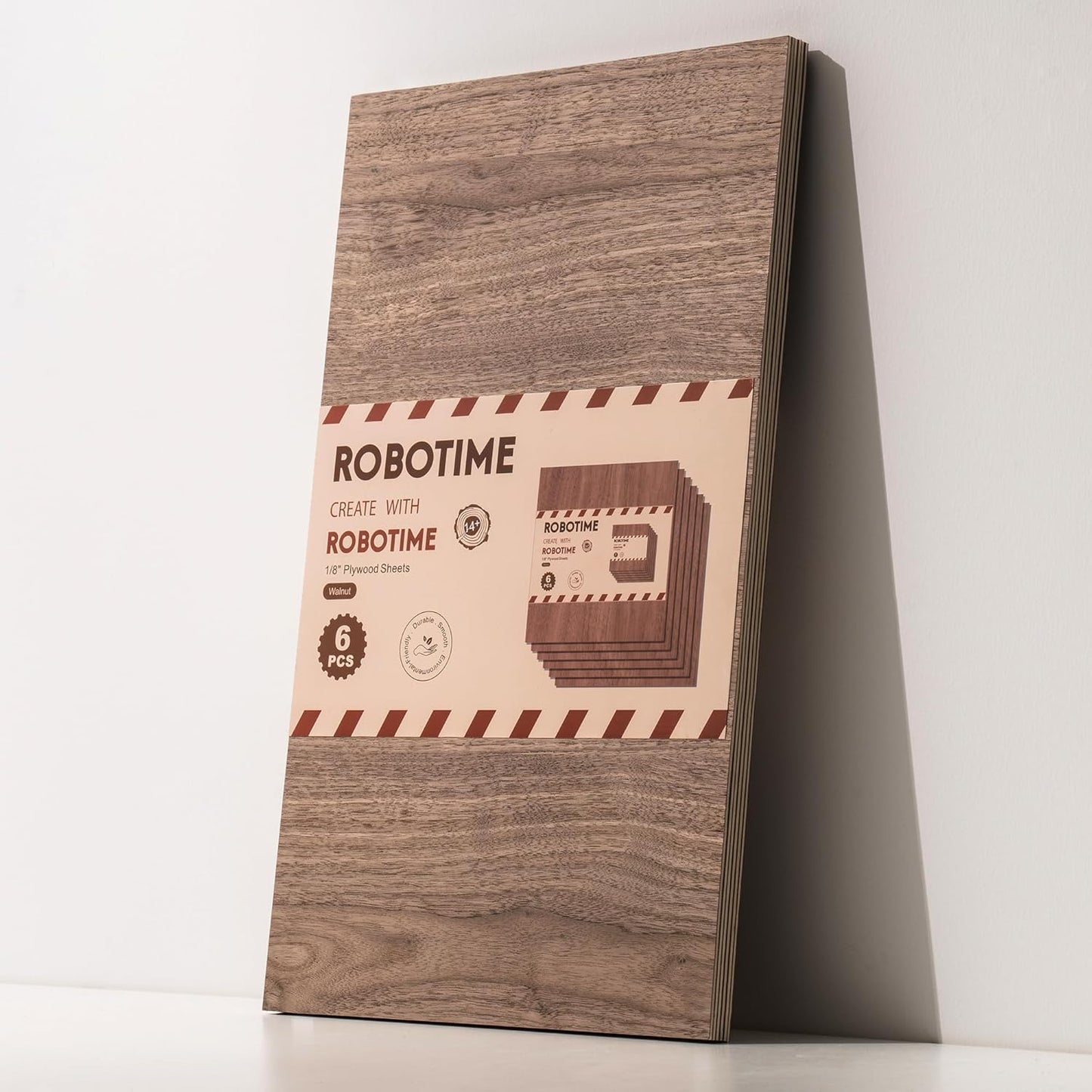 ROBOTIME 6Pcs 3mm Walnut Plywood, 1/8 Plywood Crafting Wood Sheets for Laser Cutting & Engraving, Thin Walnut Boards for Wood Project, 12"x20"