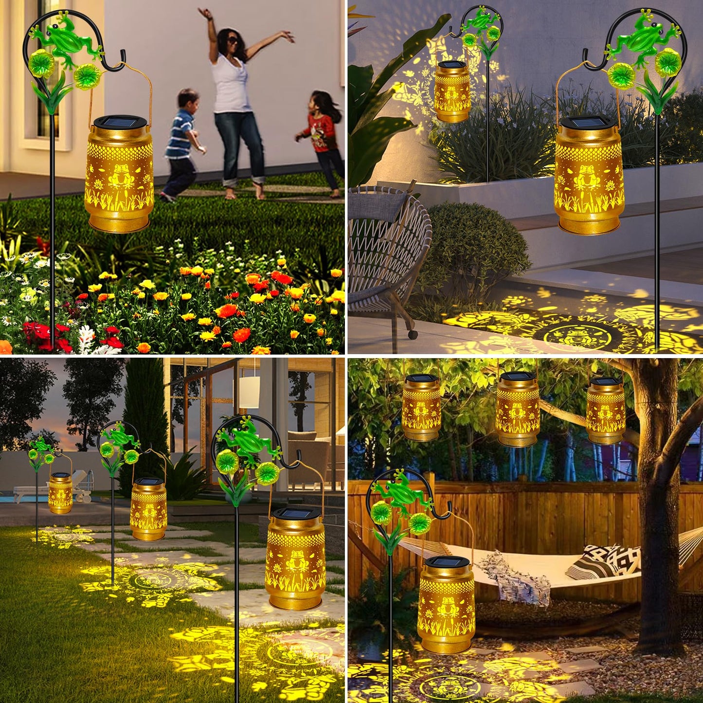 EDOF Frog Solar Lanterns - 2 Packs, Waterproof, Warm White, Metal, with Shepherd Hook, Outdoor Decor for Yard, Garden, Patio
