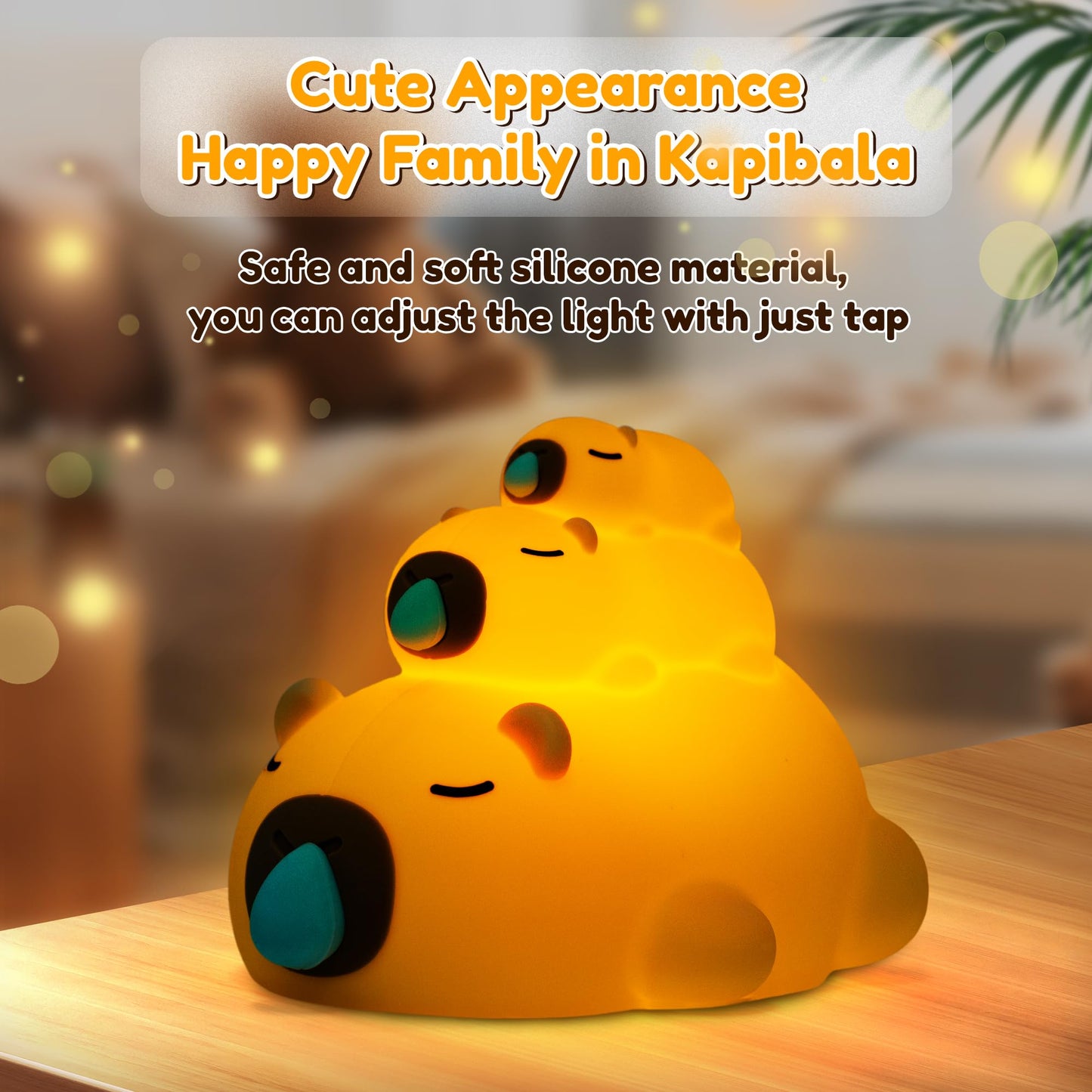 Gqiirl Capybara Night Light For Kids - Cute Capybara Nigh Lamp With 3 Levels Dimmable And Timer  Silicone Animal Touch Bedside Lamps  Rechargeable Squishy Little Nightlights For Bedroom Boy Girl Gifts
