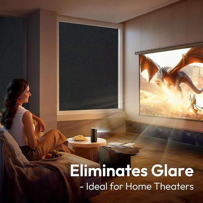 rabbitgoo Blackout Window Film 100% Light Blocking, Static Cling No Glue Easy Install, Removable Room Darkening Window Cover for Daytime Sleep, Bedroom, Nursery, Home Theater, 17.5 by 157.4 inch