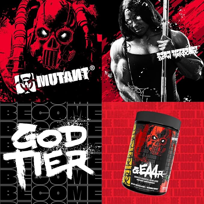 Mutant GEAAR - 9.4g of EAA Powder + Arginine, 7g BCAAs, 4g Leucine, Electrolytes, Coconut Water, No Artificial Colors or Flavors, Delicious Taste - 30 Servings - Rocket Pop - 400g