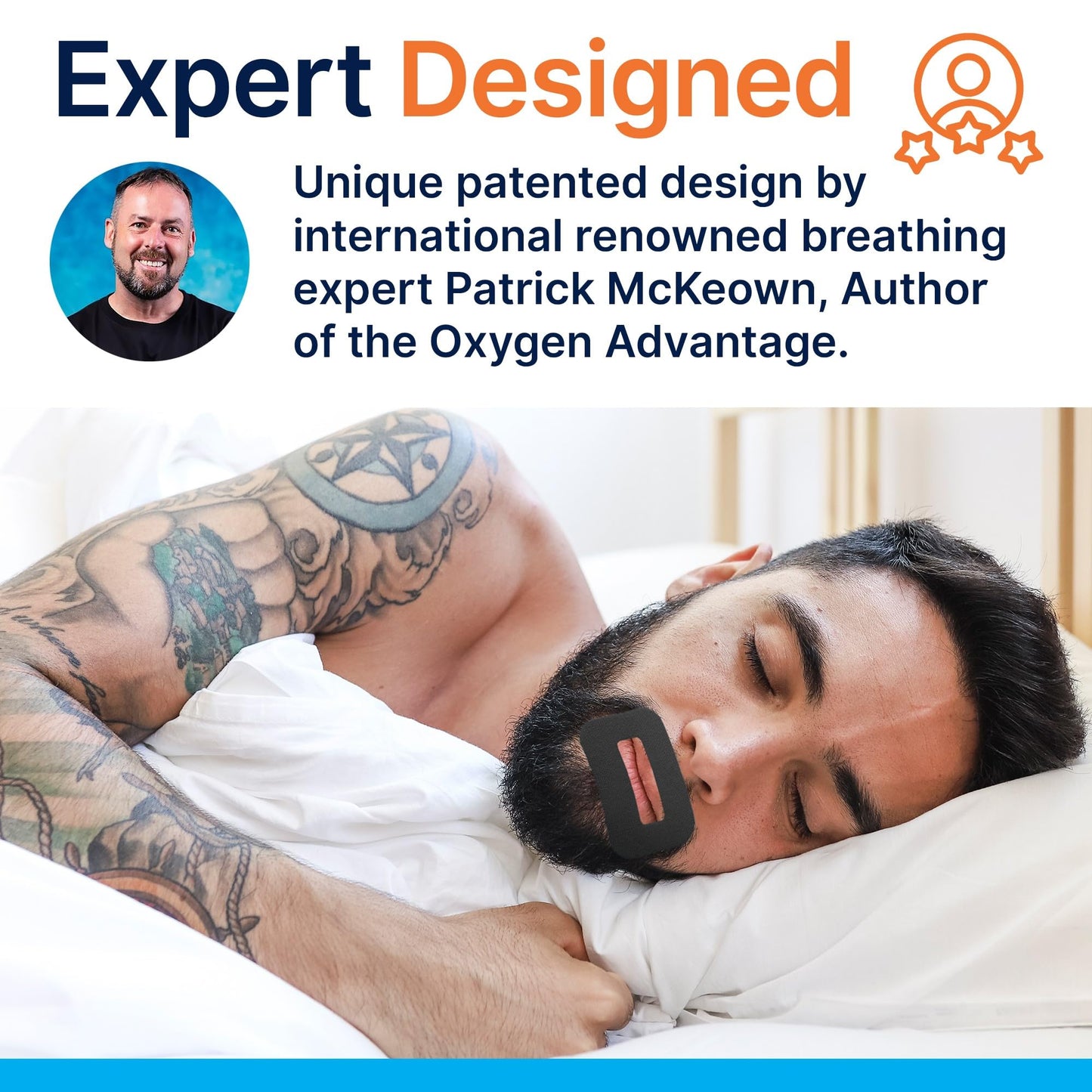 MyoTape - Sleep Tape for Beards - 90 Nights - Reduce Snoring - Improve Sleep - Promote Nasal Breathing - Extra Strong Adhesive - Comfortable & Gentle