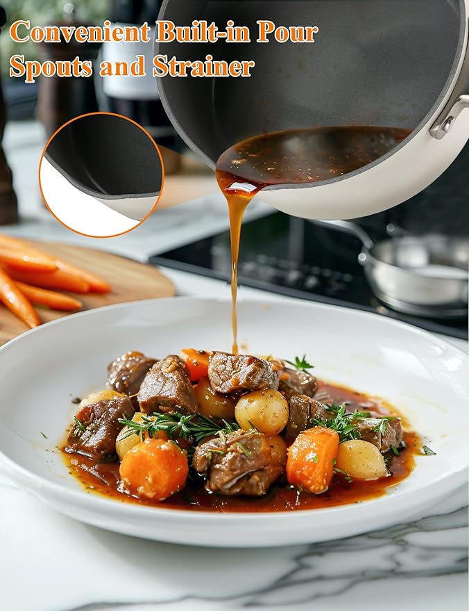 Nonstick Ceramic Cookware Set Healthy Pots And Pans Set Induction Kitchen Cookware sets Non Toxic Pots And Pan Set,PFOA ＆ PTFE Free (18 pcs)