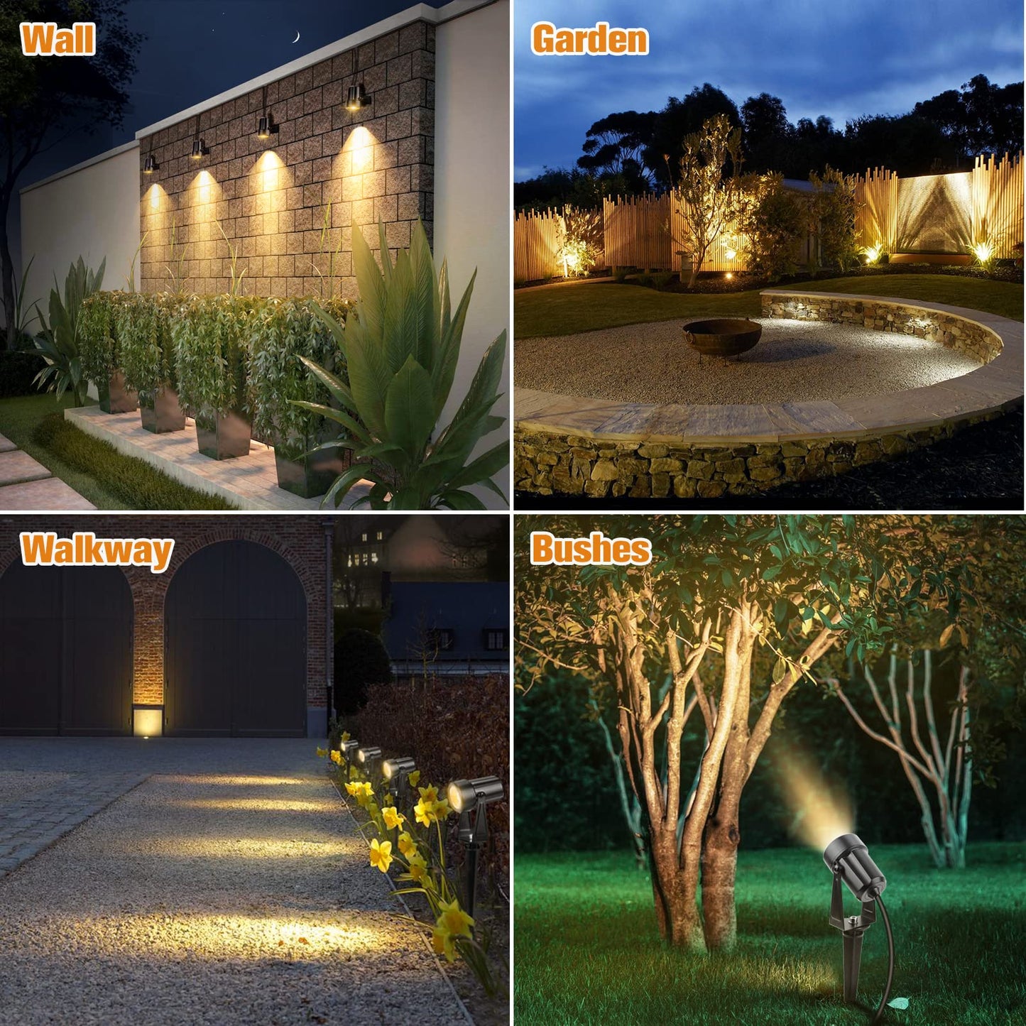 APONUO Solar Spot Lights Outdoor, Metal, IP65 Waterproof, Auto On/Off, 1-in-1, Cool White, 9.8ft Cable, Ideal for Garden and Pathway