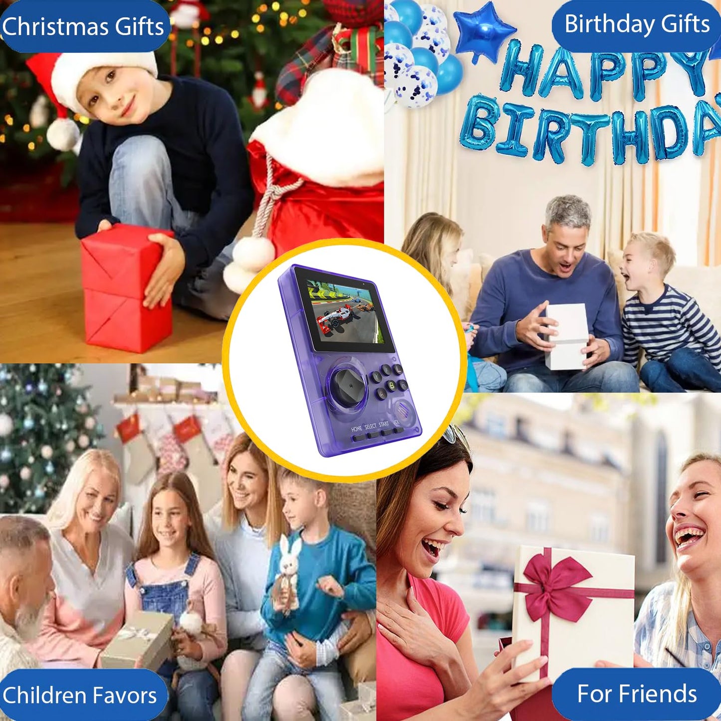 16 Bit Video Game Console for Kids Adults，2.8-inch Super Wide Lcb Preloaded 100 HD Handheld Game Console Seniors Electronic Game Player (Purple)