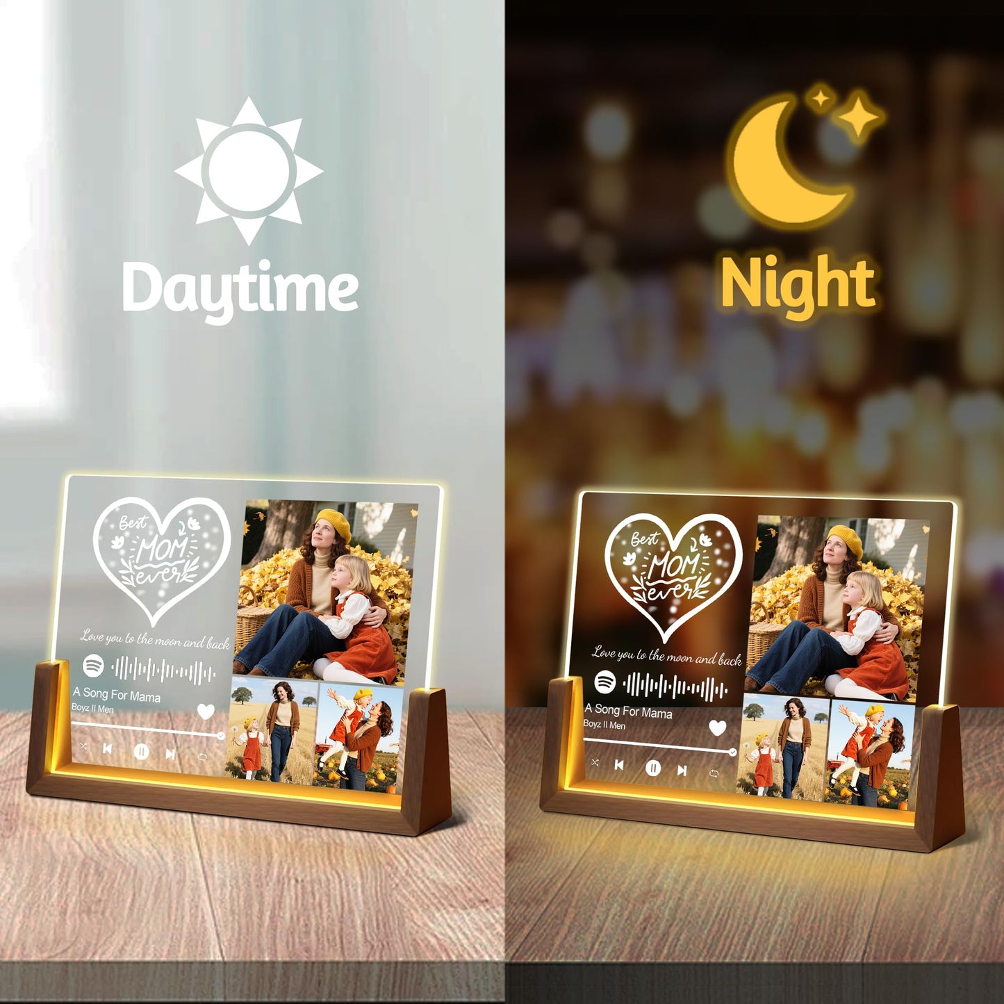 Personalized Mothers Day Birthday Gifts For Mom Grandma Wife  Custom Best Mom Christmas Gifts From Daughter Son Husband  Customized Acrylic Spotify Plaque With Photo Name Light Up Picture Frame