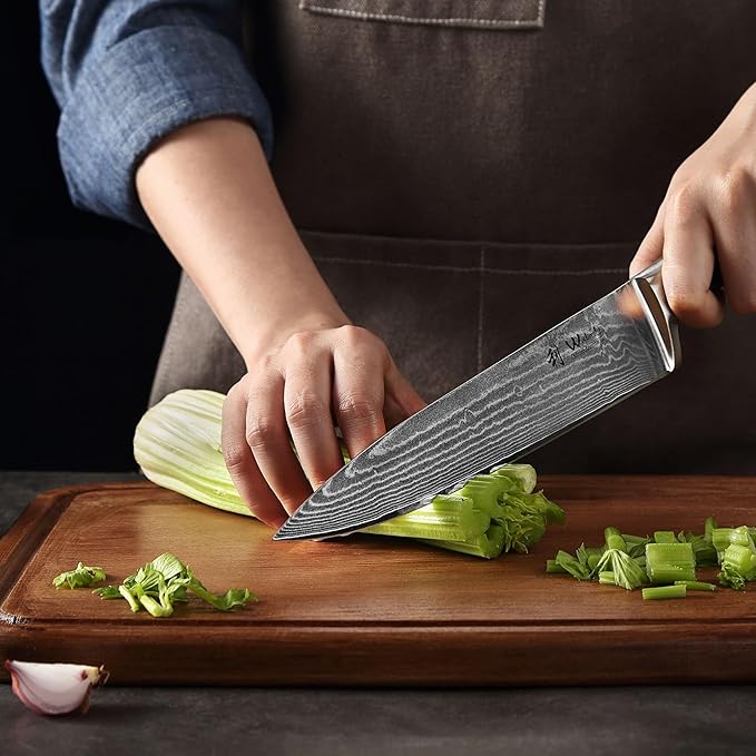 Wakoli EDIB Damascus Chef Knife – 7.9-Inch Japanese Style Kitchen Knife | Genuine 67-Layer Damascus Steel Blade with VG10 Core | Ergonomic Pakkawood Handle | Professional Cooking Knife in Gift Box