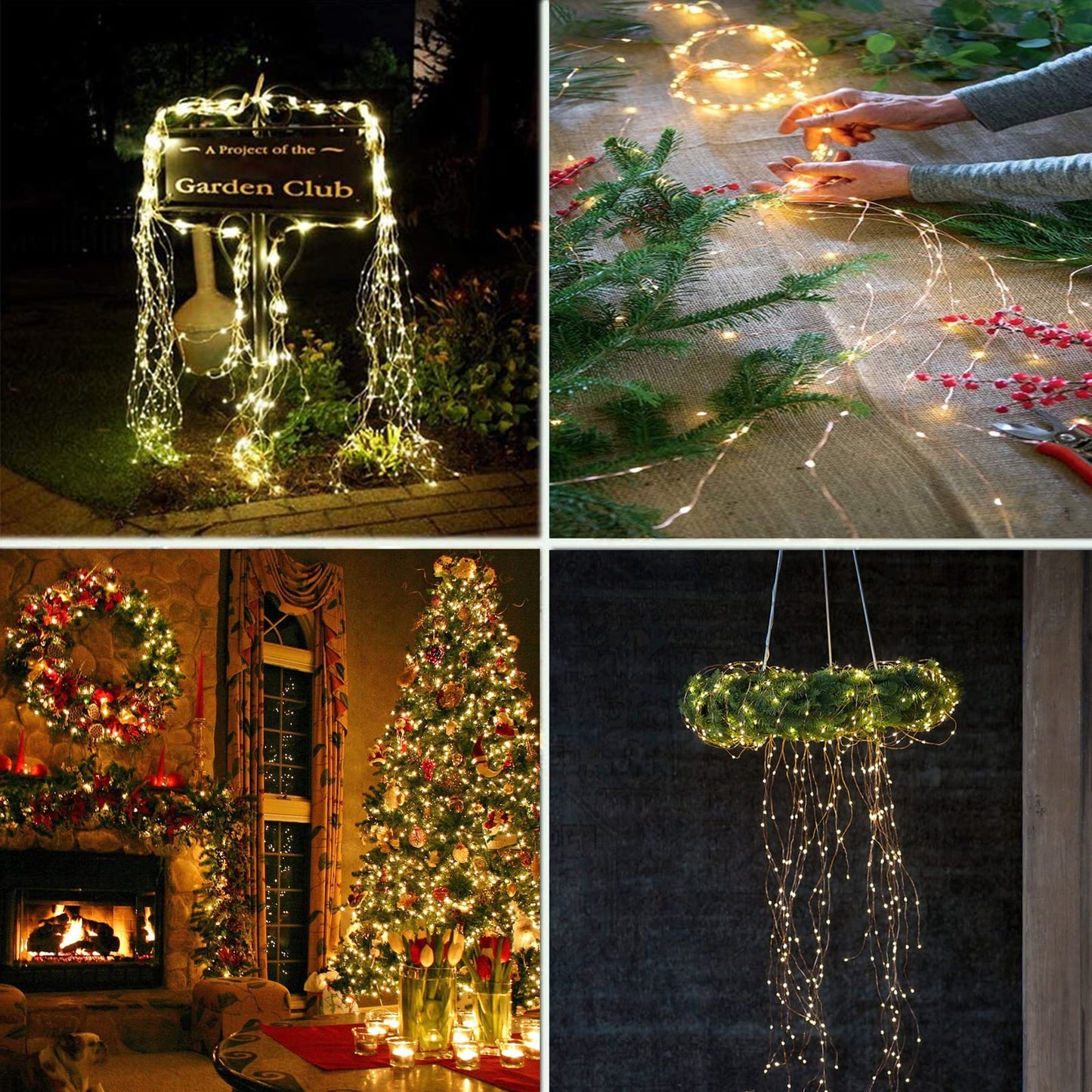 Angmln Solar Powered Twinkle Fairy String Lights, 200 Leds, Warm White, Waterproof, 8 Modes, Decorative For Outdoor Garden & Christmas Tree