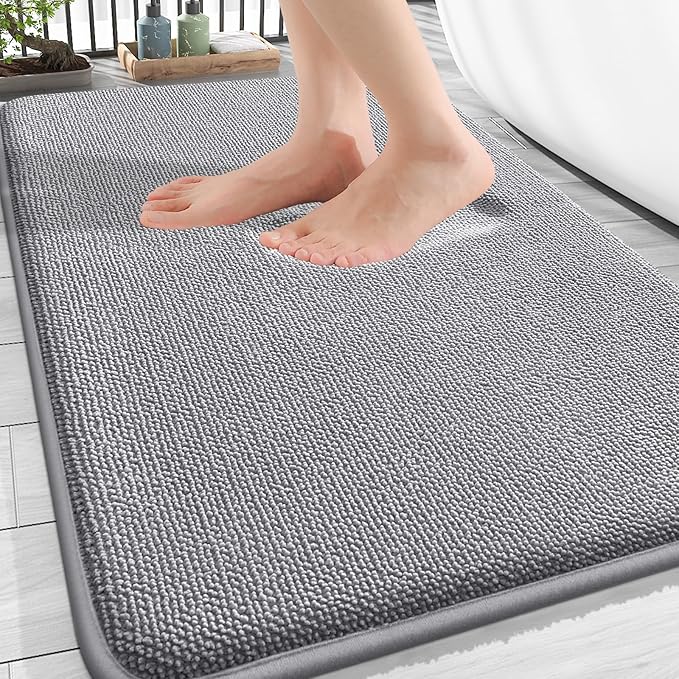 OLANLY Thick Memory Foam Bath Mat Rug 30x20, Extra Soft Absorbent Bathroom Rugs, Quick Dry Bath Mats, Non-Slip, Machine Wa...