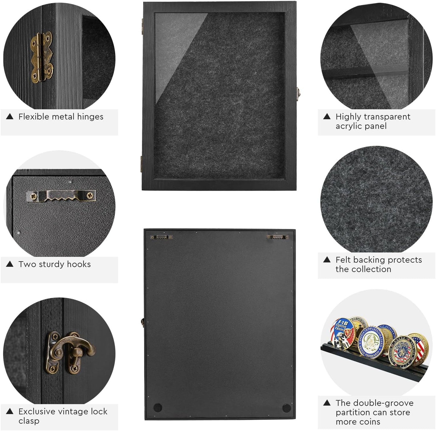 Black Shadow Box Frame 11X14 with Shelves, Medal/Challenge Coin Display Case, Pet Memorial/Wedding Shadow Box, Best Anniversary/Birthday/Bridal Shower/Engagement/Wedding Registry/House Warming Gifts