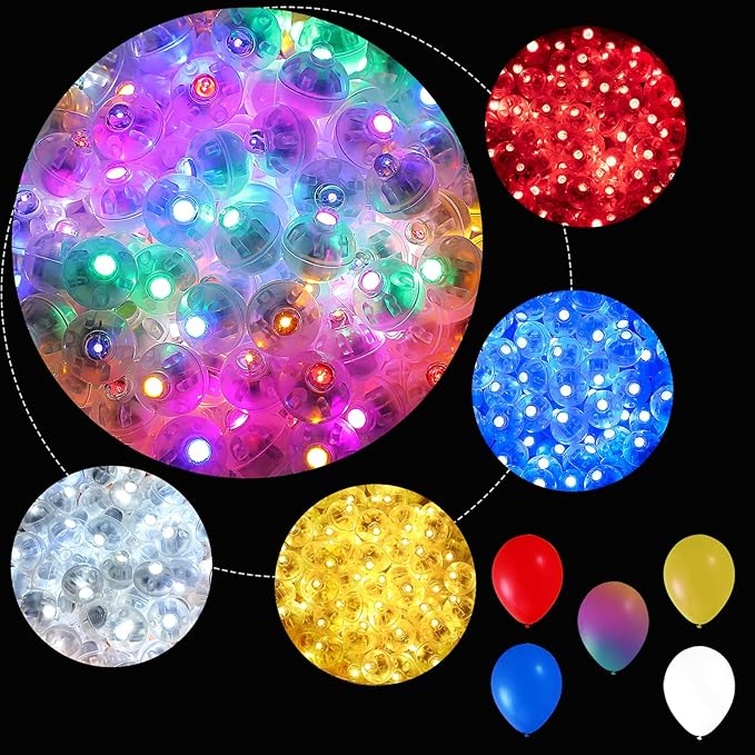 ZGWJ 100PCs Mini Led Lights for Paper Lantern, Led Balloons Light up Balloons for Neon Party Lights Easter Eggs Christmas Halloween Birthday Party Wedding Decoration