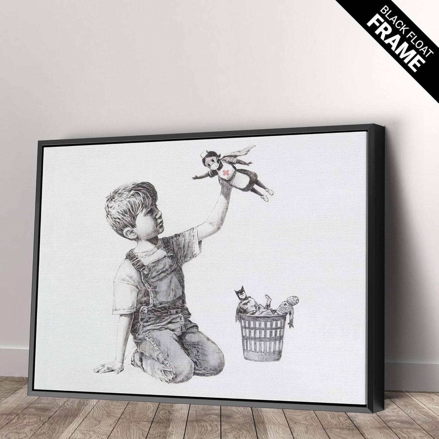 Banksy Super Nurse Hospital Canvas Art Wall Art Home Decor - Various Sizes (18in x 12in Gallery Wrapped)