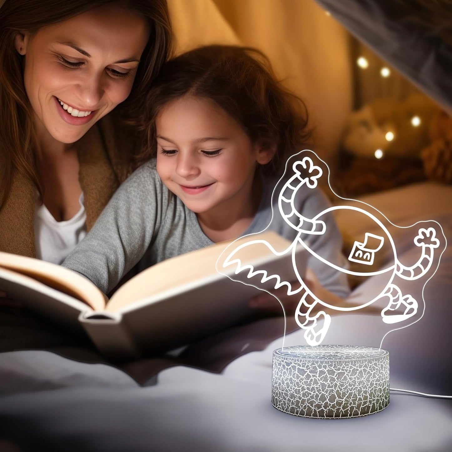 Officially Licensed Dog Man Night Light - Lightning Dude LED Glow Light with Removable 7 Colors Base, Kids Bedroom Decor Bedside Lamp, Night Light for Kids, Christmas Birthday Gifts for Boys & Girls