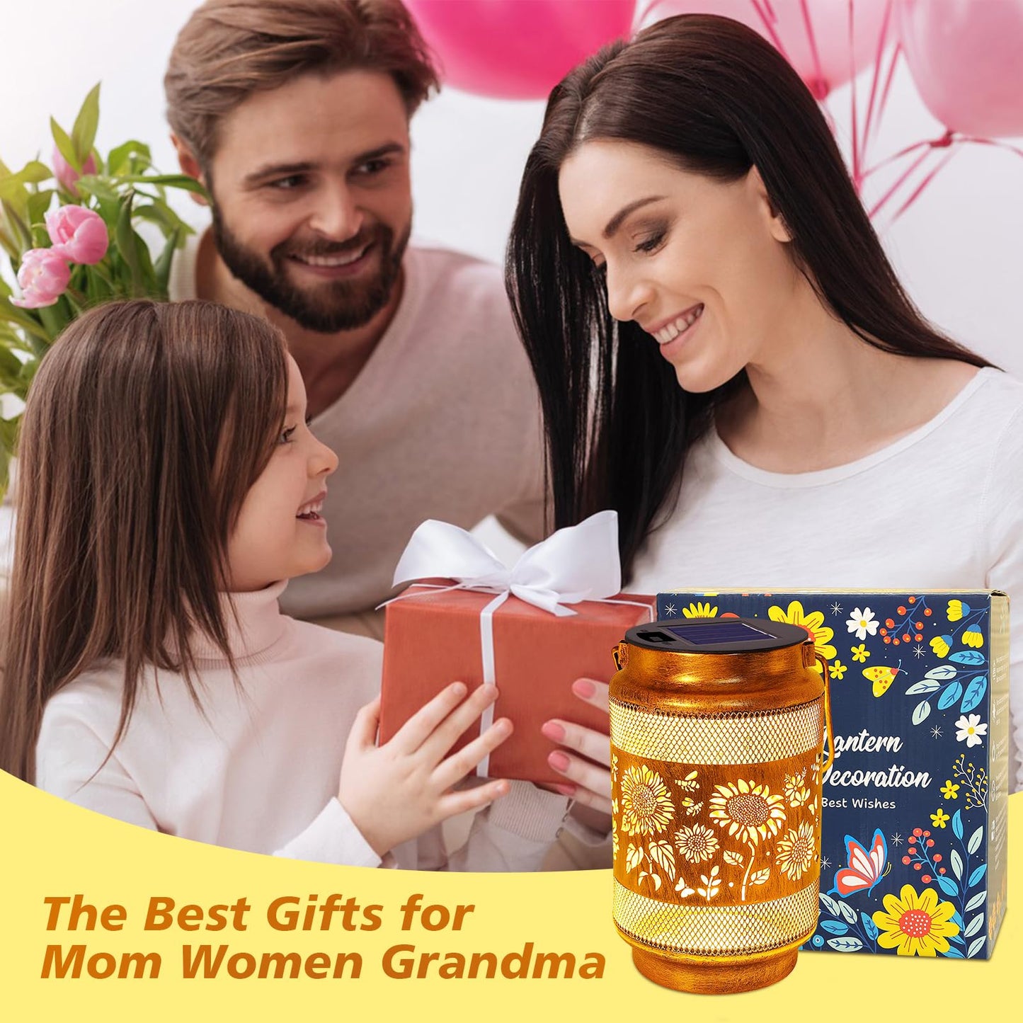 2 Pack Sunflower Solar Lanterns Outdoor Waterproof Solar Garden Decor  Birthday Gifts For Christmas Women Mom Grandma  Metal Hanging Lights With Shepherd Hook For Outside Yard Patio Pathway Backyard