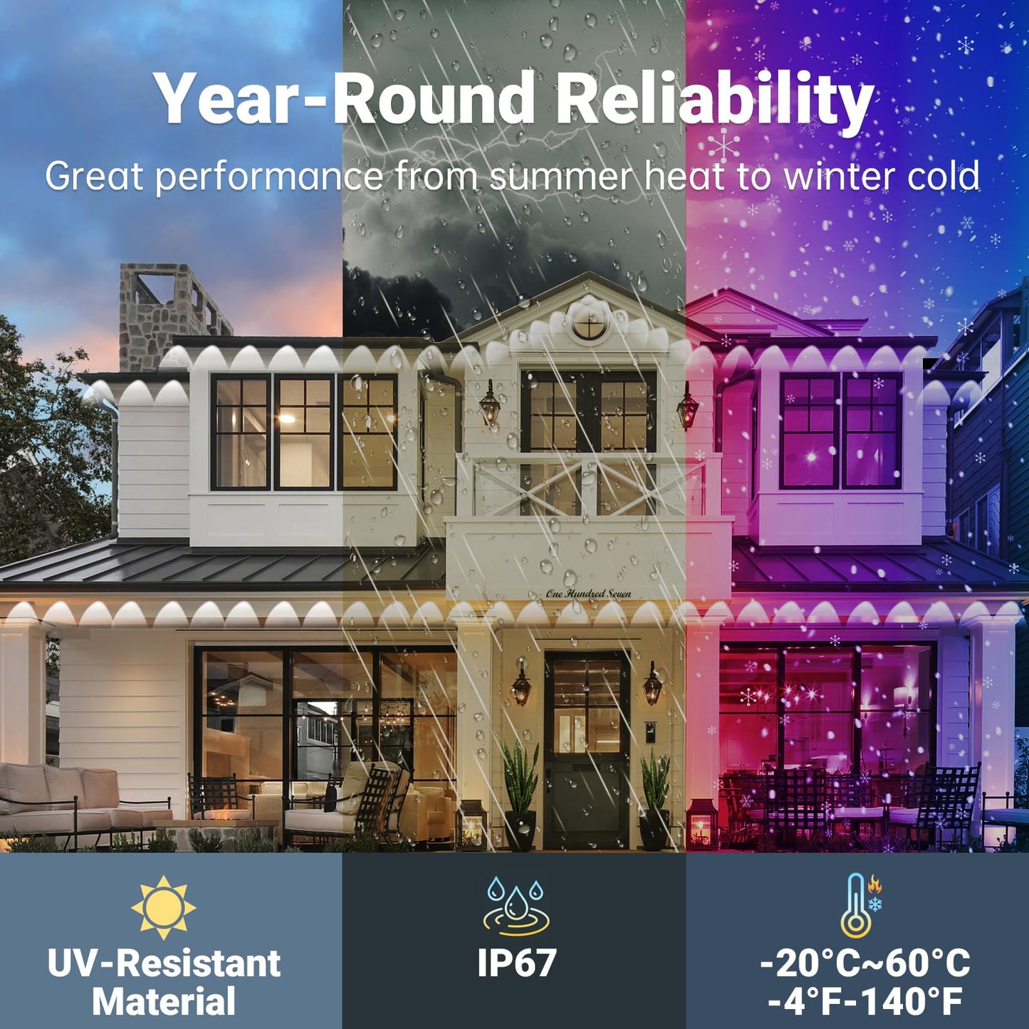Jzvgen Permanent Outdoor Light For House 50Ft Rgb Outdoor Light With 30 Led Lights Ip67 Waterproof With App/Remote Control For All Holiday Decor Decorations Lights