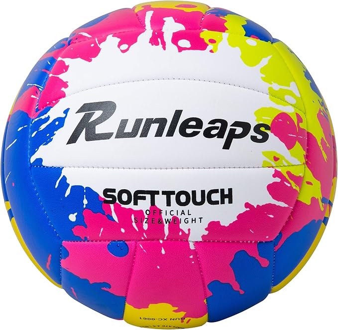 Runleaps Beach Volleyball Official Size 5 Soft Waterproof Volleyball Sand Sports PU Ball for Indoor, Outdoor, Pool, Gym, T...