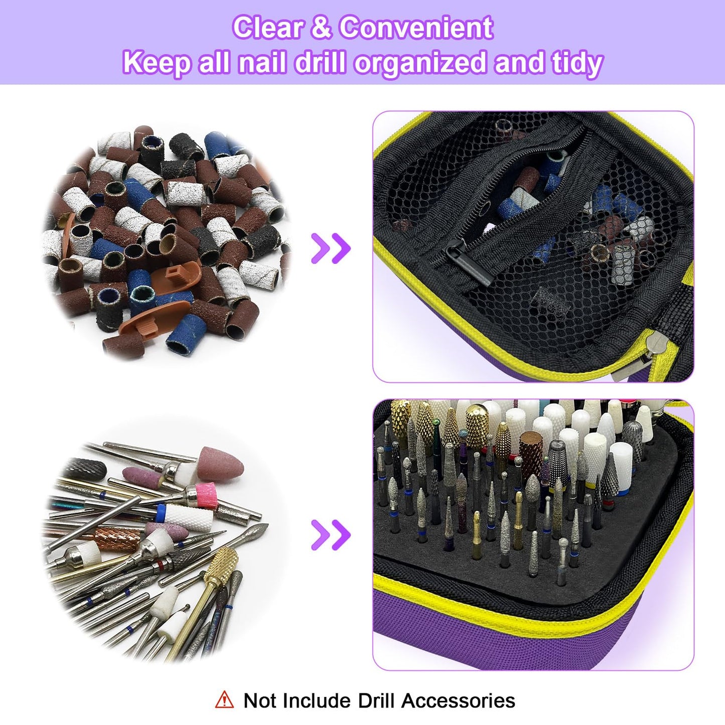 81 Holes Nail Drill Bit Holder, Nail Bits Display Container, Dustproof Portable Organizer Storage Bag, Efile Nail Bits Professio