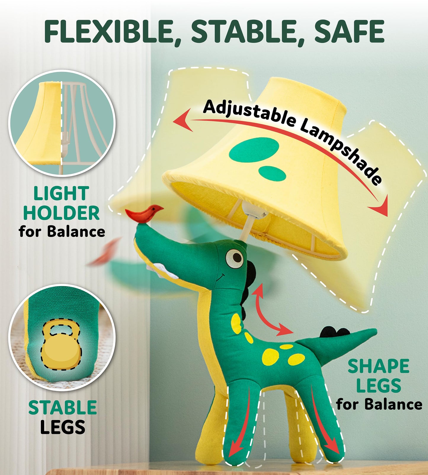 Dinosaur Kids Lamp For Boys Bedroom - 20  Boys Lamp For Kids Room - Cute Christmas Gifts  Birthday Gifts For All Ages: Toddler Girls  Children  Grandkids 3 4 5 And Up Years Old  Sister  Brother