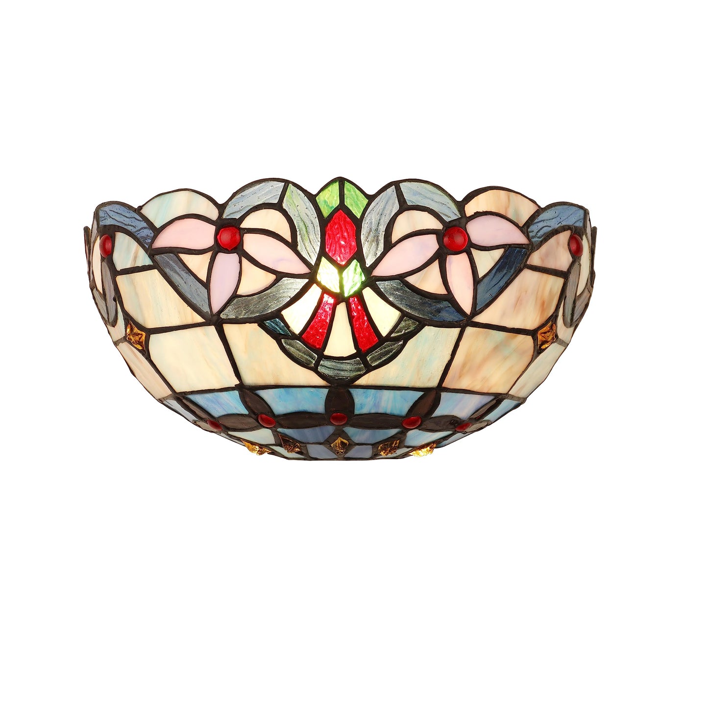Chloe Lighting Wall Sconce, Victorian-Style, 1-Light, Dark Bronze Finish, 12in Stained Glass Shade, Model CH3T381VB12-WS1