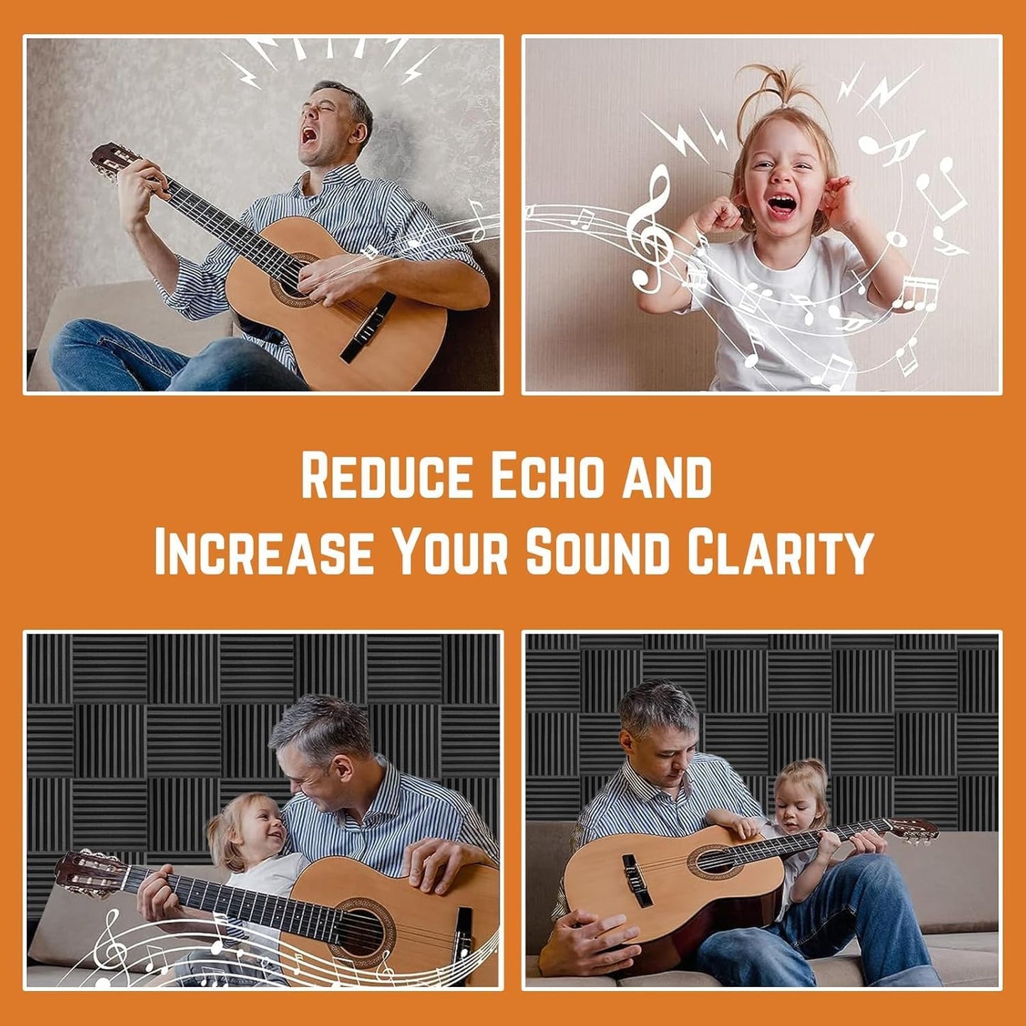 Sound Proof Foam Panels for Walls, High-Density Sound Proof Panels for Walls, Acoustic Panels Sound Absorbing for Noise Absorbing Canceling (24 Pack Square, 2x12x12 Inches)