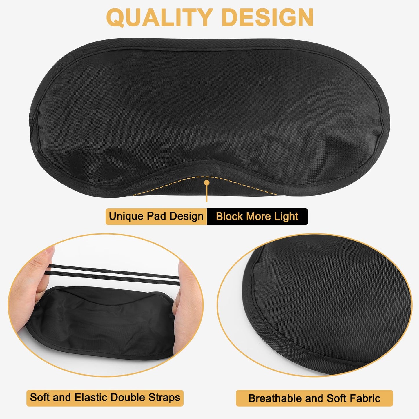 NICEMOVIC 10 Pcs Blindfold Sleep Eye Masks for Party Games Adults Couples Travel, Individually Wrapped Eye Covers with Nose Pad and Elastic Strap, Sleeping Mask for Kids Men Women (Black)