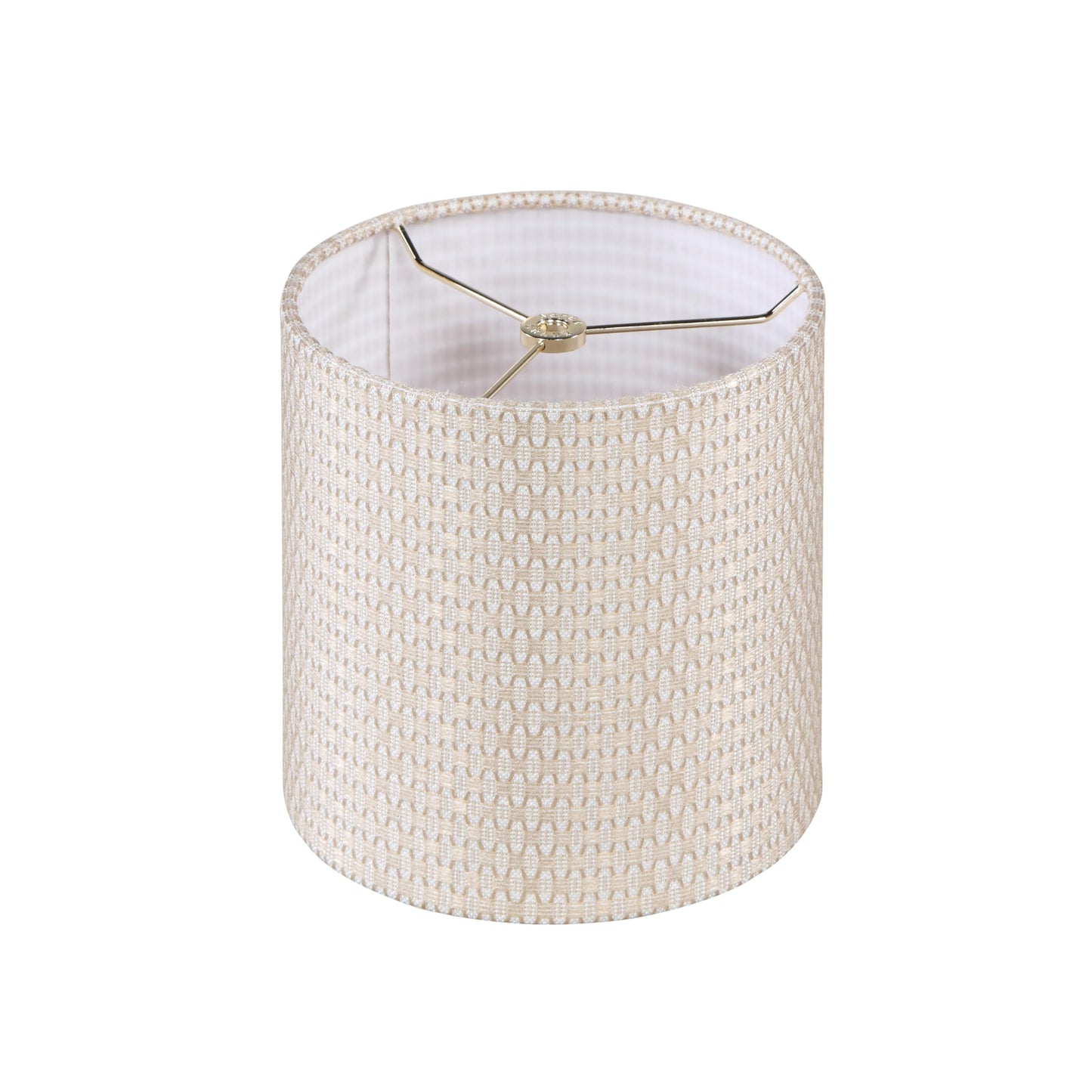 Aspen Creative Drum Lamp Shade, 8in x 8in x 8in, Rattan, White & Gold, Model 31611