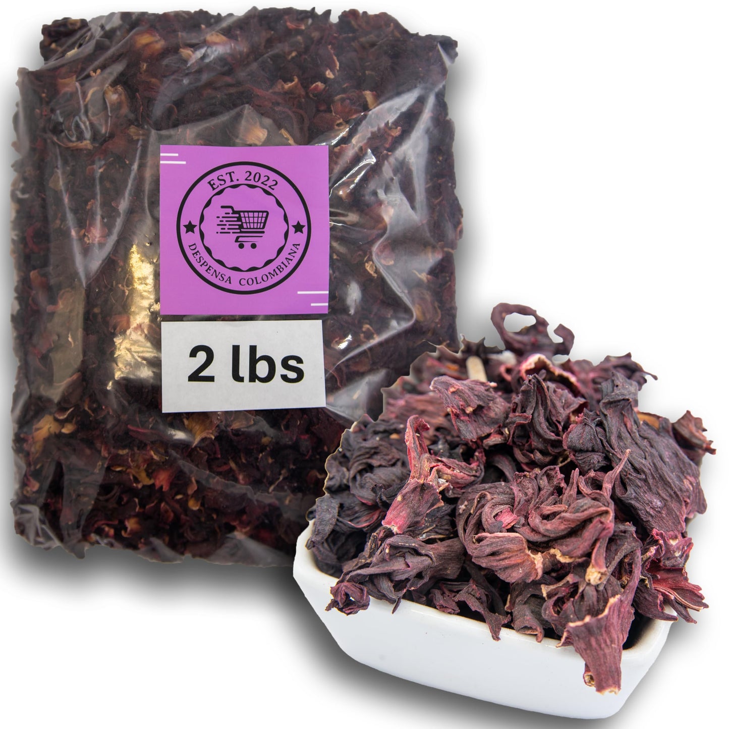 2 lbs Hibiscus Flowers - Flor de Jamaica Bag  Dried Hibiscus Bulk Flowers - Ideal for Juices  infusions and hibiscus flower teas - Despensa Colombiana