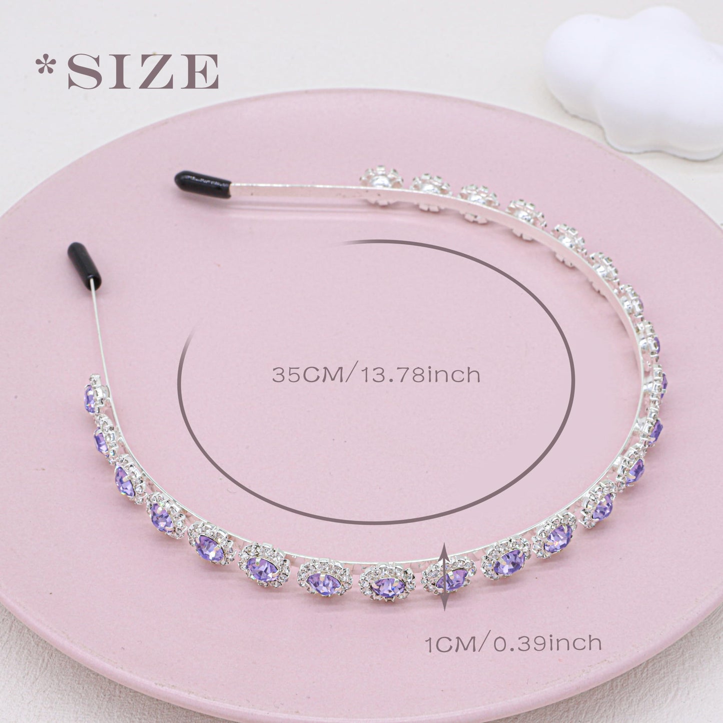 Ammei Headpiece Bridal Headpiece Wedding Headband with Crystal and Hair Accessories (Purple, 5.5 ' ')