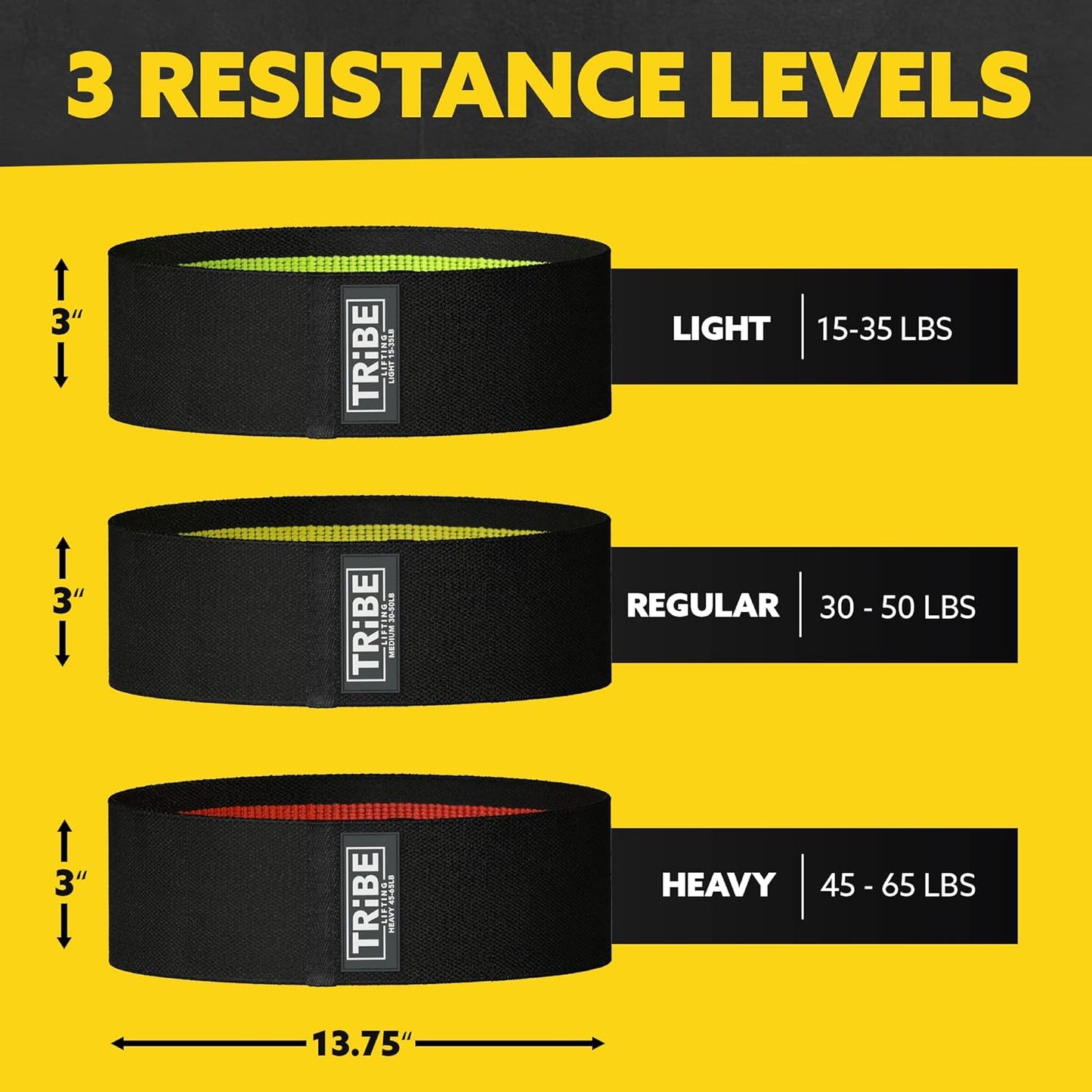 Tribe Lifting Fabric Resistance Bands for Legs - Workout Bands Resistance Bands for Men and Women - Booty Bands for Working Out - Exercise Bands Resistance Bands Set - Elastic Bands for Exercise