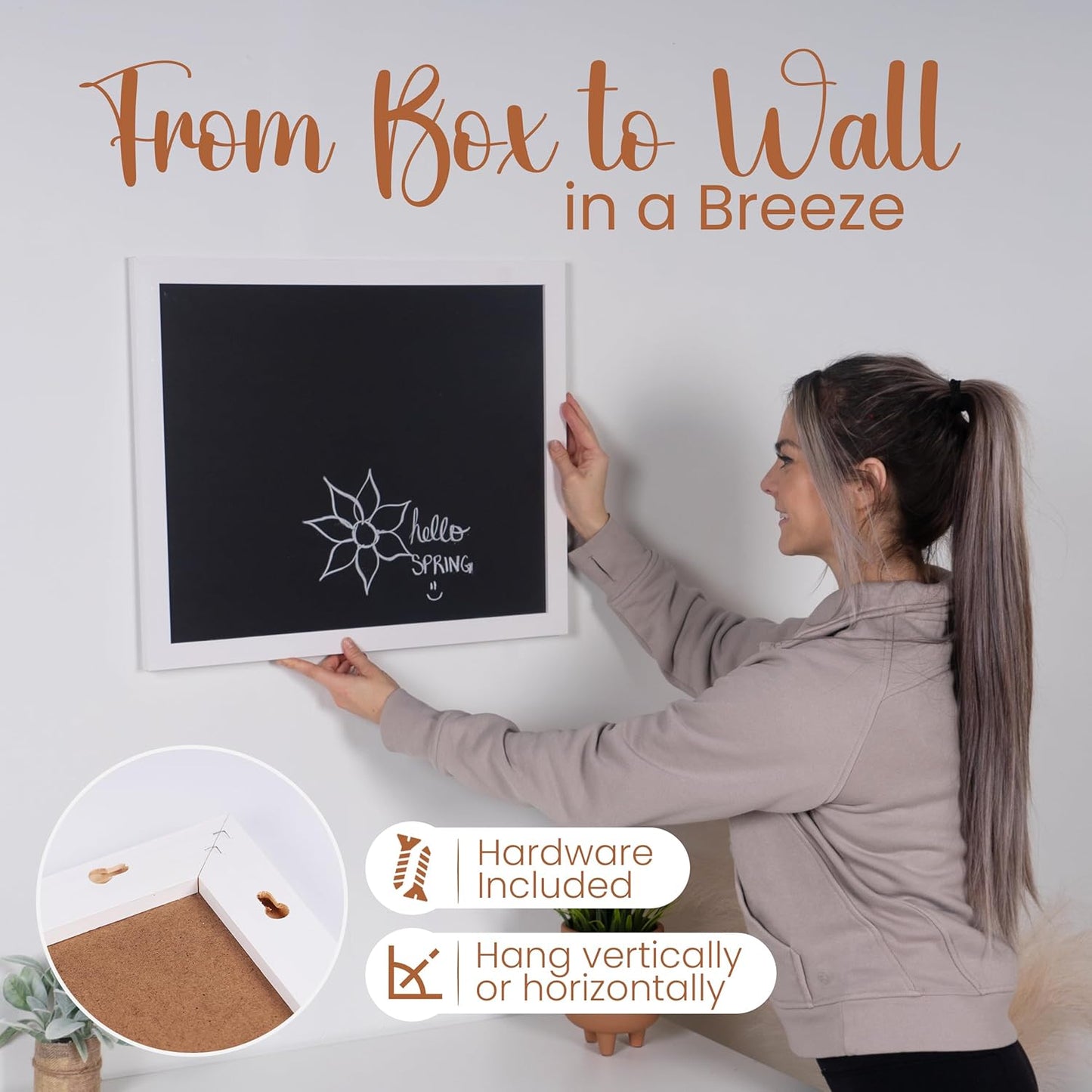 Loddie Doddie Magnetic Chalk Board - 18 x 22 in White Frame - Stain-Resistant Easy-Erase for Wall Chalkboard - Hang Photos & Notes on Magnetic Board - Interactive Kids Chalkboard for Creative Fun