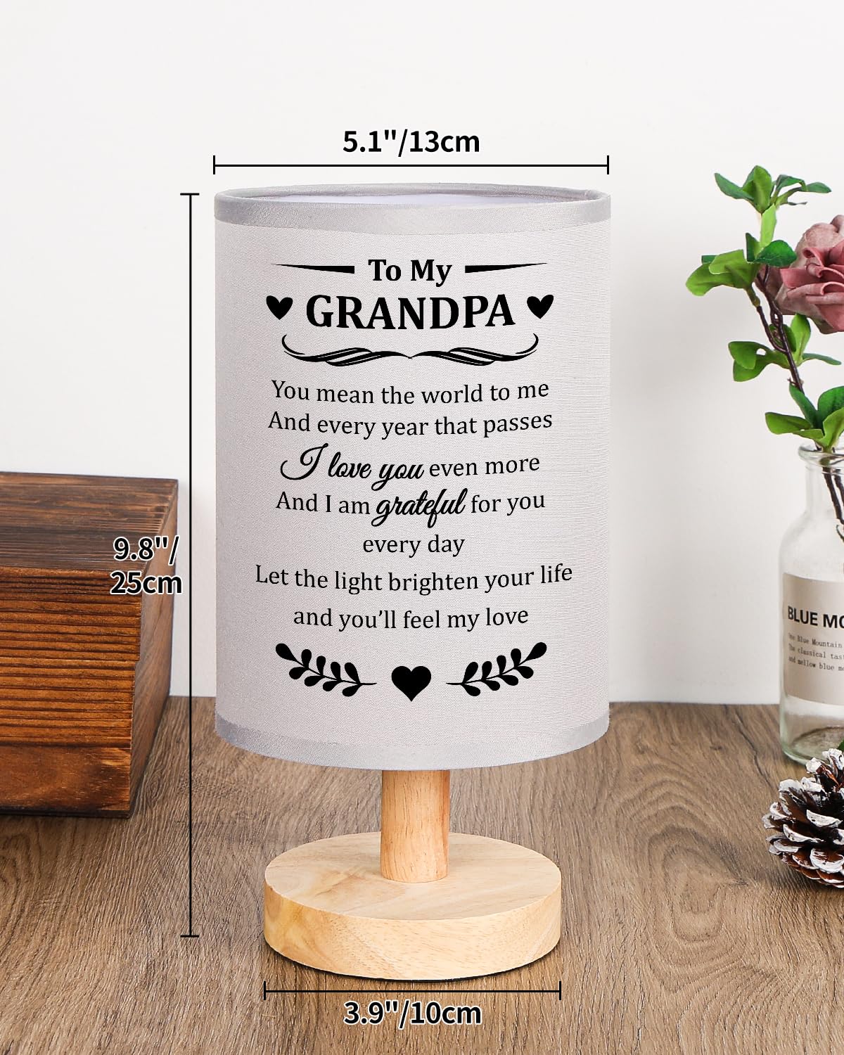 Souhoney Grandpa Gifts For Christmas From Granddaughter Grandson  Table Bedside Lamp Decor For Birthday  Grandpa Gifts Who Have Everything - Fabric Lamps Gray