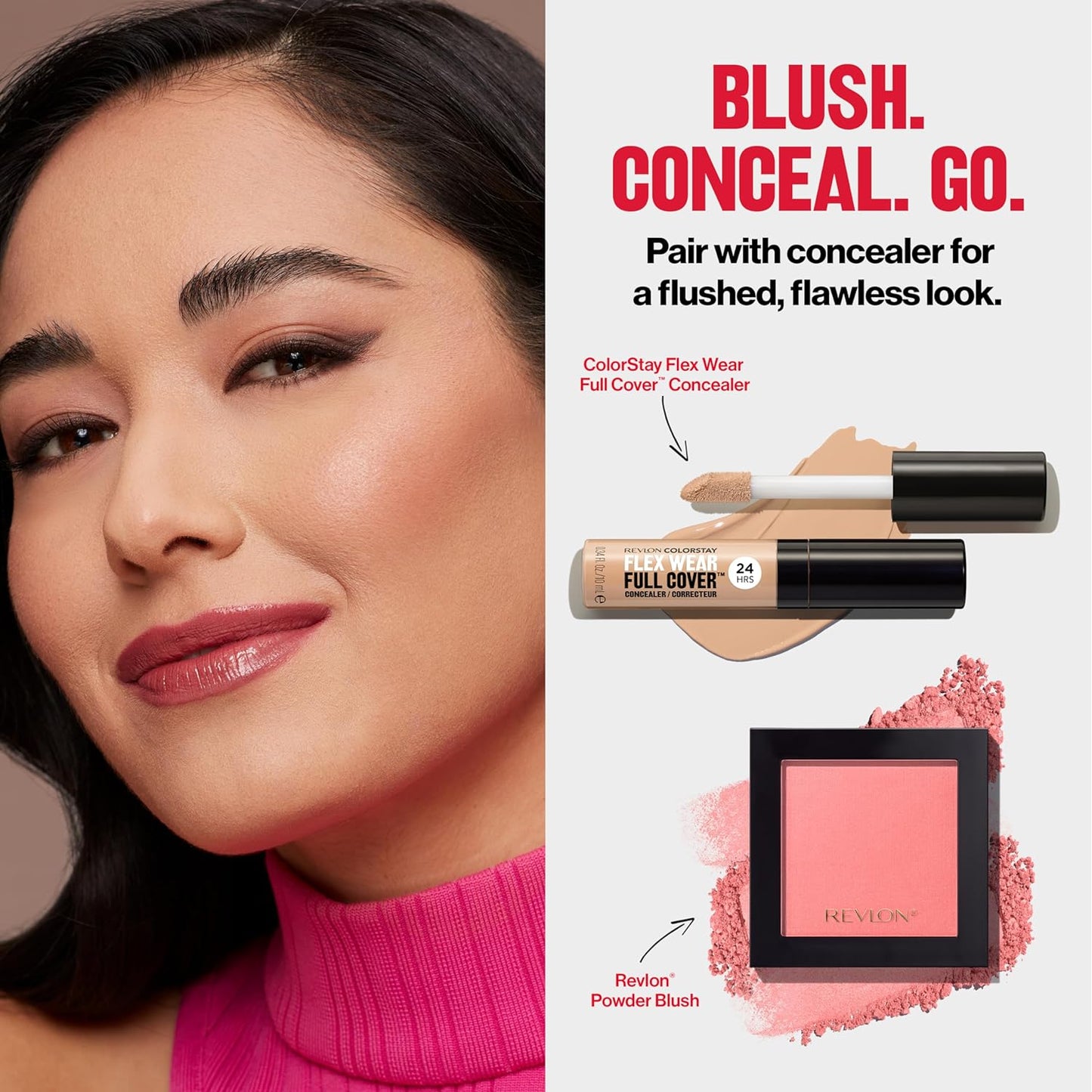 Revlon Blush, Powder Blush Face Makeup, High Impact Buildable Color, Lightweight & Smooth Finish, 020 Ravishing Rose, 0.17 oz