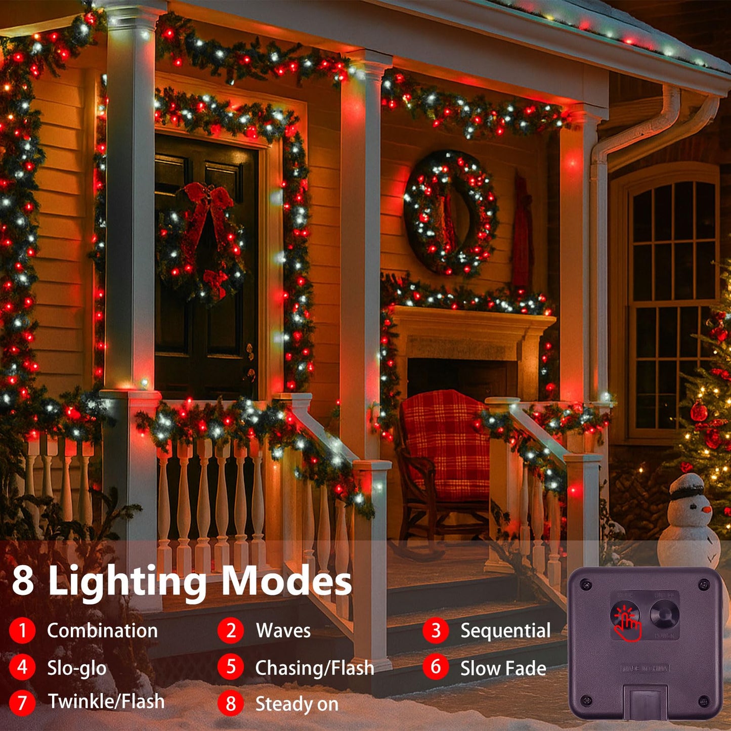 SANJICHA Solar String Lights 144FT, 400LED, Waterproof Copper Wire, 8 Modes, 2 Pack, Red and White, Model SYJSSL