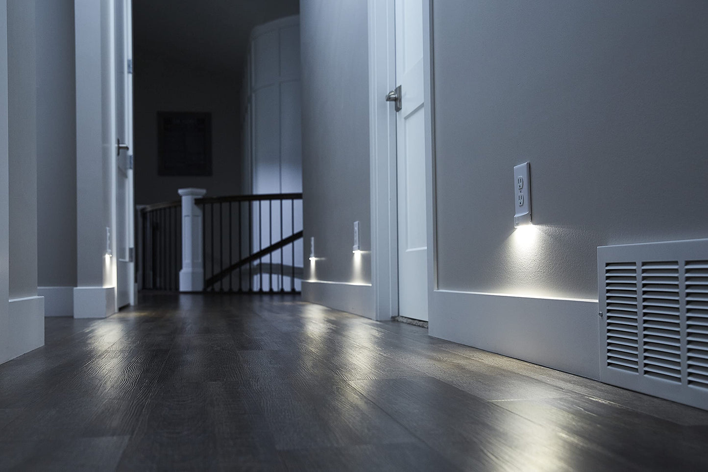 SnapPower MotionLight 4 Pack - LED Night Lights for GFCI Outlets, Auto On/Off, Bright/Dim Options, Ivory Plastic