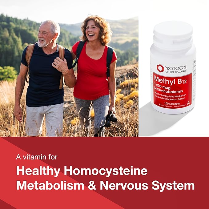 PROTOCOL FOR LIFE BALANCE Methyl B12 1,000mcg - Vitamin B12 for Homocysteine Metabolism - Support Brain Health & Health Nervous System - Kosher, Halal & Vegan - 100 Lozenges
