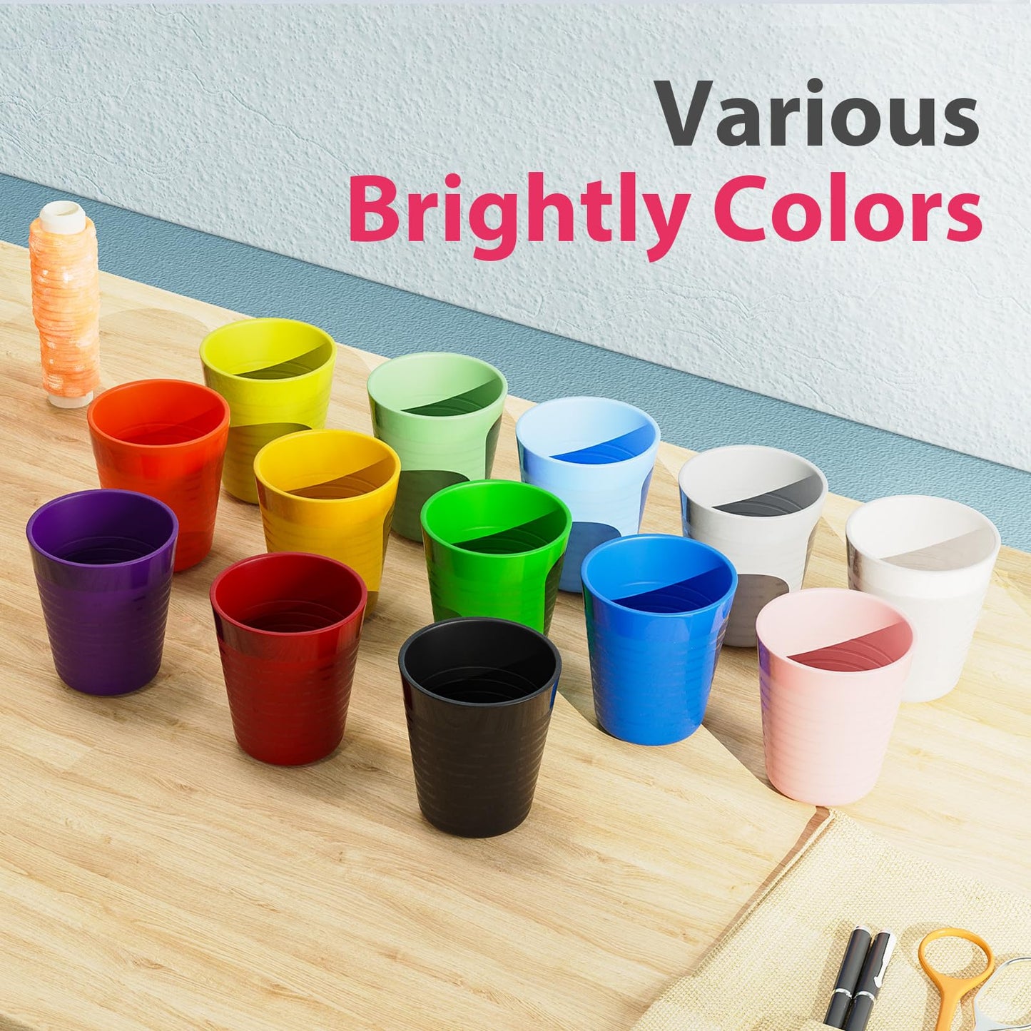 Muulaii Set of 12 Kids Plastic Cups- 8 oz Children Drinking Cups Reusable Unbreakable Plastic Stackable Water Tumblers for Kids & Toddlers Bright Colored- Dishwasher and Microwave Safe
