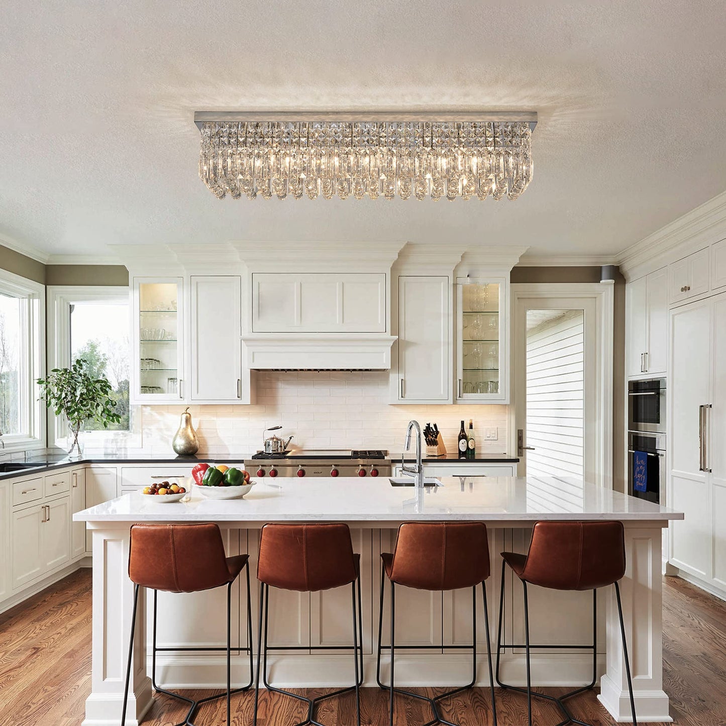 7Pm Crystal Chandelier For Dining Room, Chrome Stainless Steel, 40X10X10, Model Cl010895
