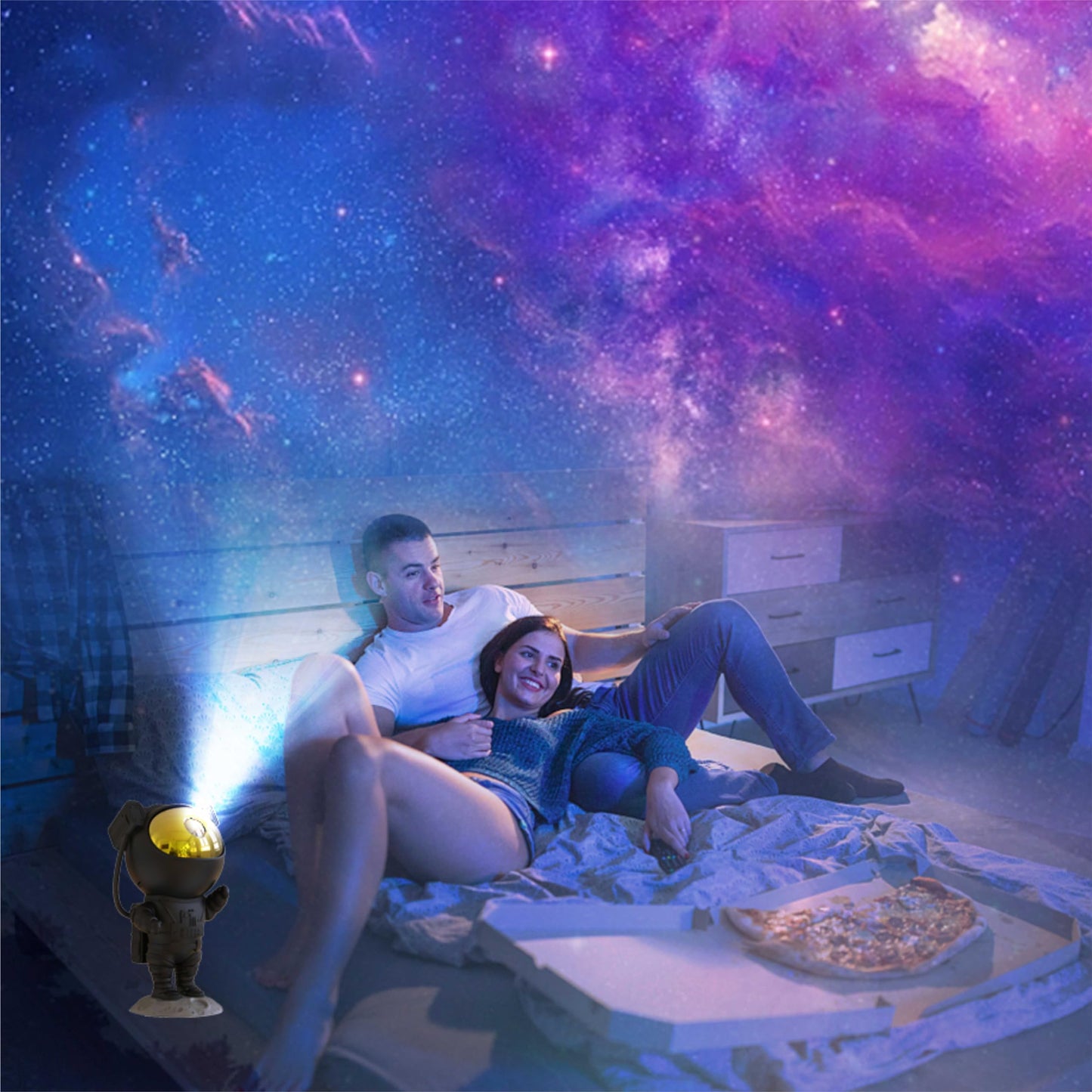 Sfour Star Projector Led Lamp - Galaxy Night Light, Astronaut Design, Black Gold, Remote & Timer, Ideal For Kids & mature-themeds, Model A-S-123