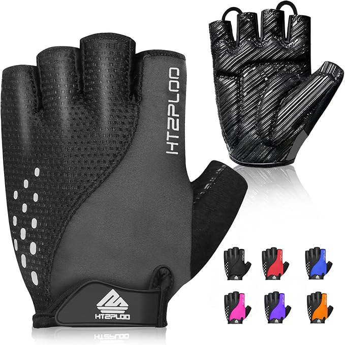 HTZPLOO Bike Gloves Cycling Gloves Biking Gloves for Men Women with Anti-Slip Shock-Absorbing Pad,Light Weight,Nice Fit,Ha...