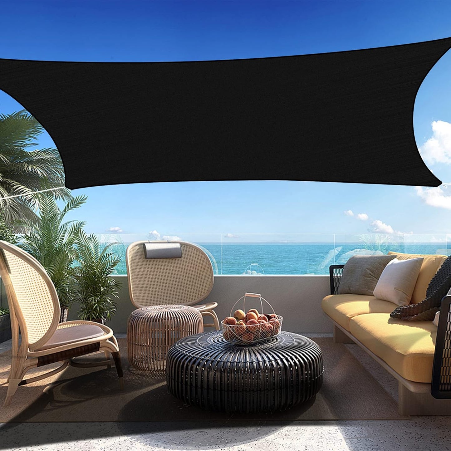 8' x 24' Black Rectangle Sun Shade Sail SSP1212 Canopy Durable Fabric UV Block Awning We Make Custom Orders