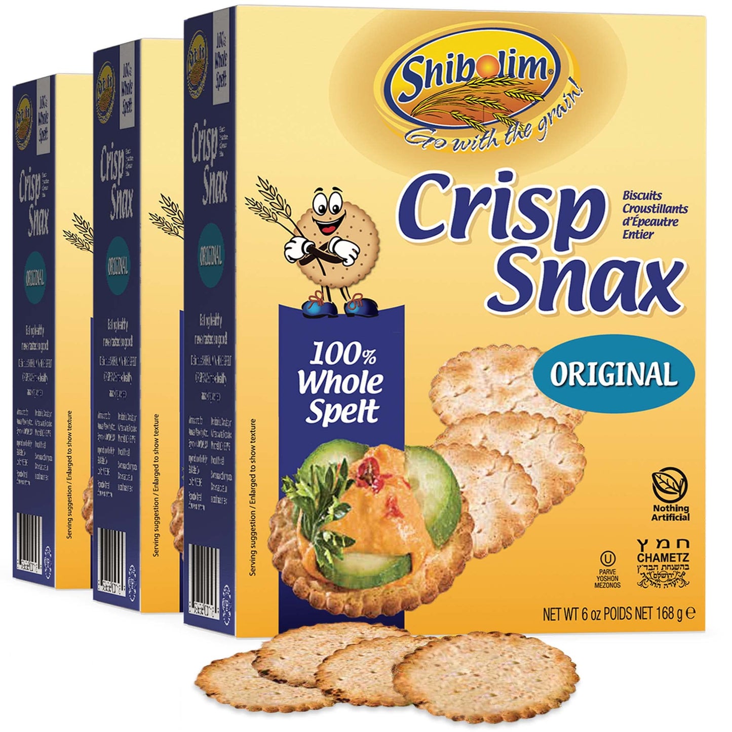 Shibolim Unsalted Whole Spelt Crackers, 5 Calorie Cracker, 6oz (3 Pack) Wholesome, Sodium Free, Tasty & Crisp Spelt Crackers, Gr