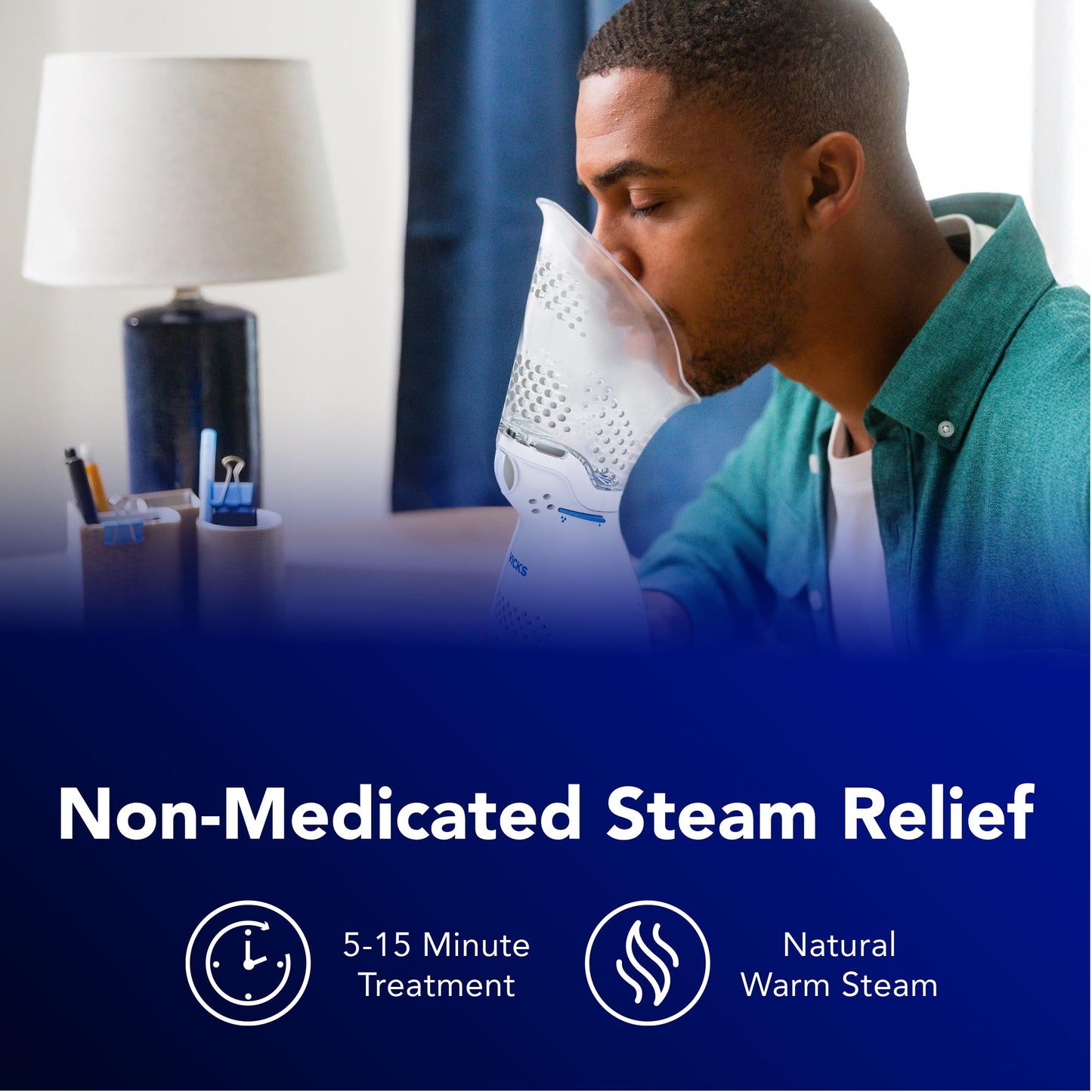 Vicks Sinus Inhaler - Non-Medicated Steam Relief for Allergies, Congestion, Cough & Colds, Vocal Steamer, Soothes Nasal & Throat Passages, Works with VapoPads (1 Included)