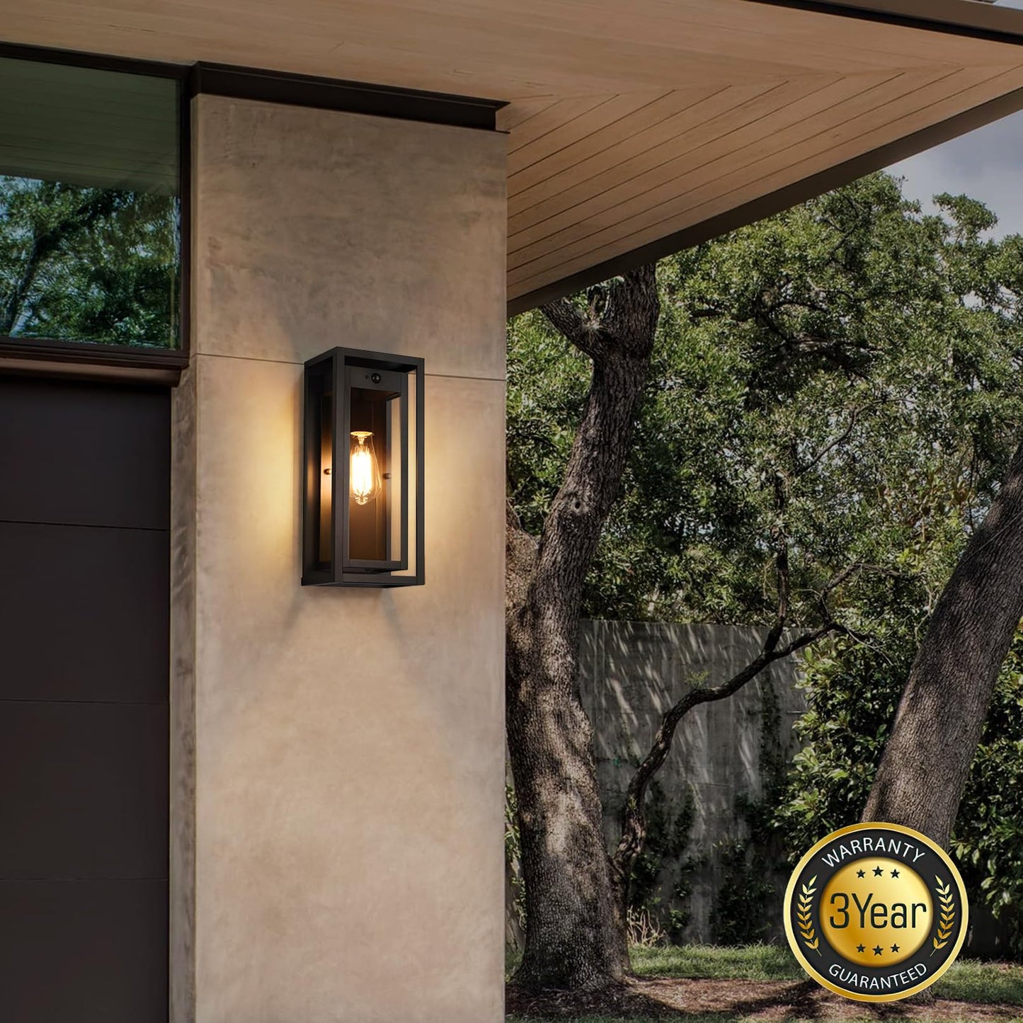 Slypadan 15 Large Outdoor Wall Lights  Dusk To Dawn Motion Sensor Outdoor Lights  Waterproof Anti-Rust Wall Sconces  Exterior Lighting Fixtures For Front Door  Porch  Garage  1 Pack