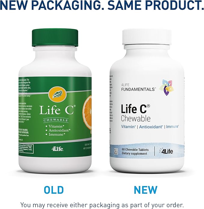 4Life Life C - 7 Active Forms of Vitamin C for Immune Support, Nutrient Absorption, and Benefits - Citrus Flavor - 60 Chewable Tablets