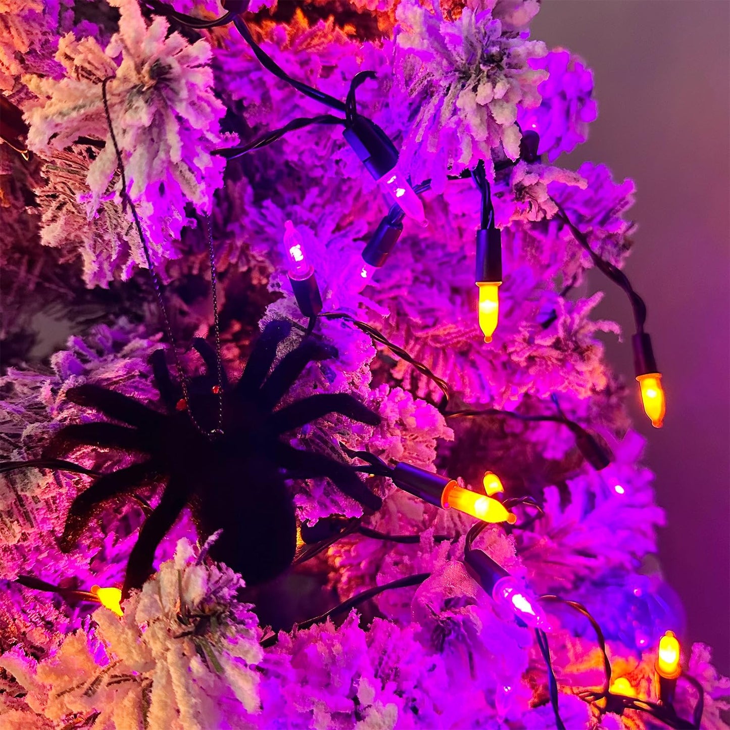 Waterglide 50 Led Halloween String Lights, 16 Ft Waterproof Mini Lights, Orange & Purple, 8 Modes, Battery Operated For Indoor/Outdoor Use