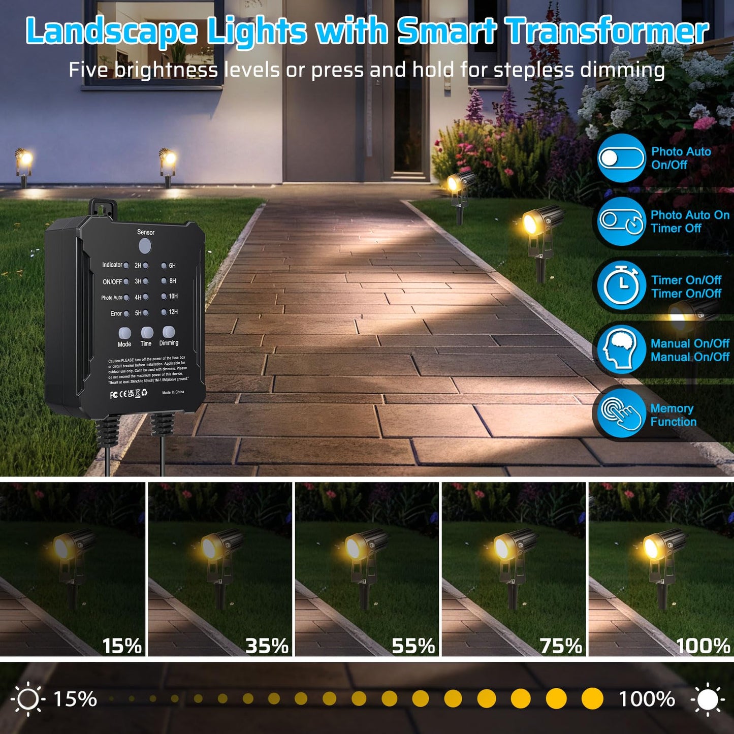 Lightingwill Low Voltage Landscape Lights With Smart Transformer  8 Pack 12V Outdoor Spotlights With Timer & Dimmable Function  Waterproof Yard Pathway Garden Lighting Kit