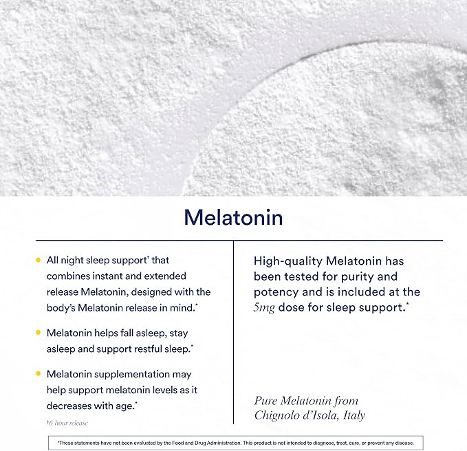 Ritual Sleep BioSeries™ Melatonin: Sleep Aid for Adults, Sleep Supplement with Time Released Capsules, Vegan Drug Free Sleep Vitamins for All Night Sleep Support, 20 Capsules
