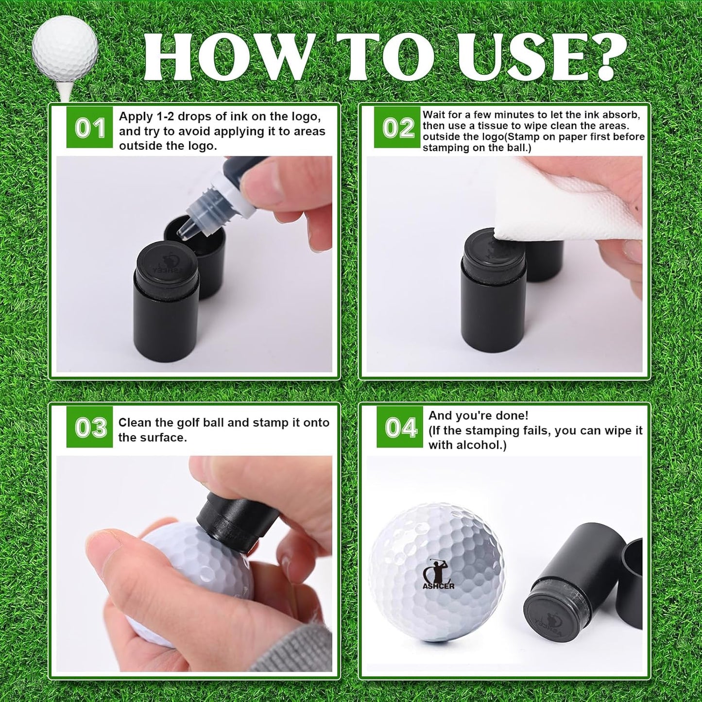 Custom Golf Ball Stamp, Personalized Golf Ball Marker, Make Your Unique Logo on Golf Balls, Waterproof Ink Marking Golf Ball Stamper, Golf Accessories for Men, Christmas Father's Day Golf Gift