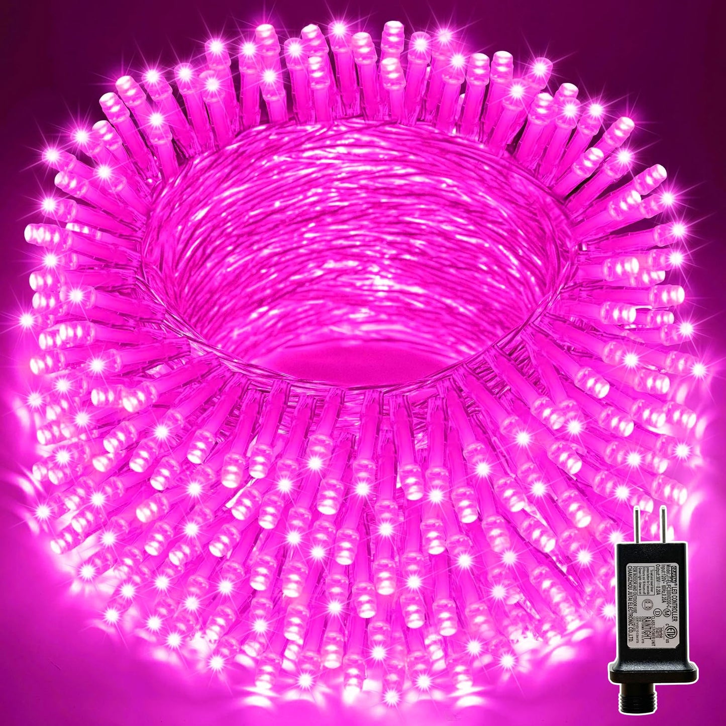 Lamphome 66Ft Christmas Decorative Mini Lights 200 Led Transparent Wire Fairy Starry String Lights Plug In  11 Lighting Modes  For Indoor Outdoor Xmas Tree Wedding Party Decoration (Pink)